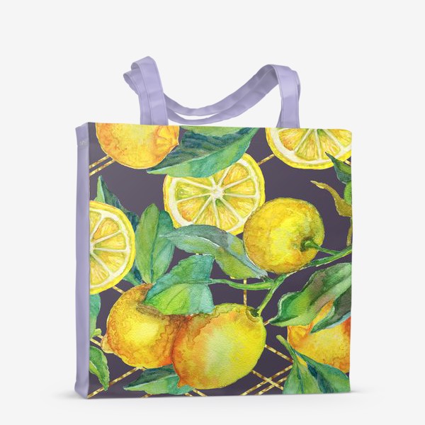 Сумка-шоппер «Лимоны на ветке с золотом»