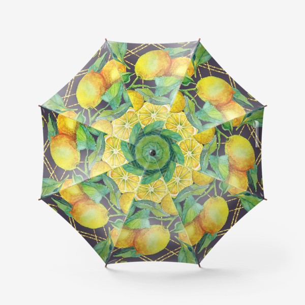 Зонт «Лимоны на ветке с золотом»