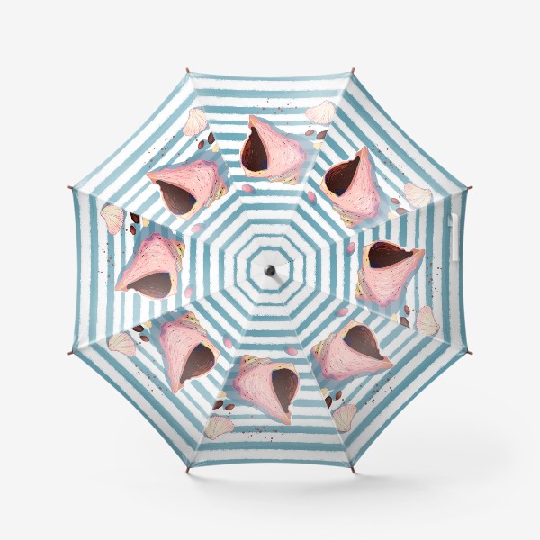 Зонт «Ракушка на полосатом фоне»