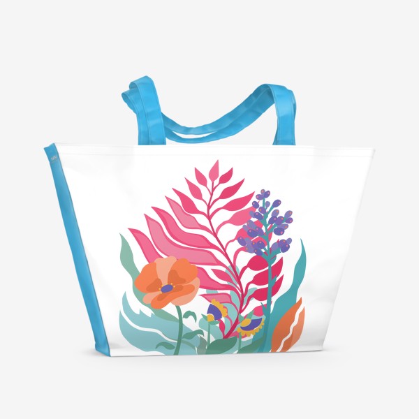 Пляжная сумка «Композиция с цветком бальзамина.»