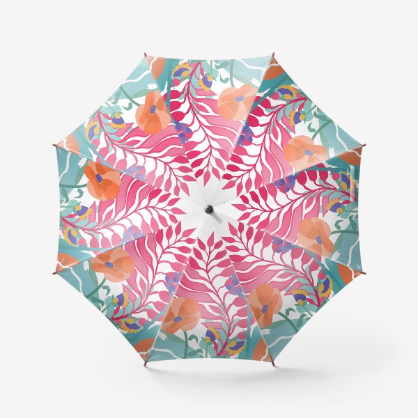 Зонт «Композиция с цветком бальзамина.»