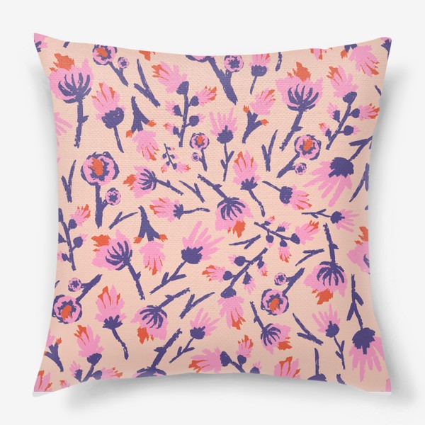 Подушка «Дикие цветы в розовом»