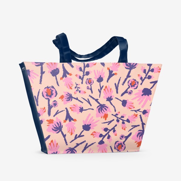 Пляжная сумка «Дикие цветы в розовом»