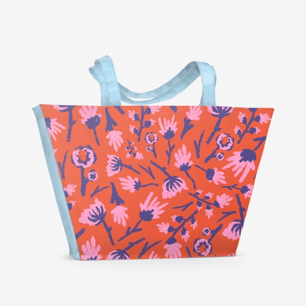 Пляжная сумка «Дикие цветы в красном»