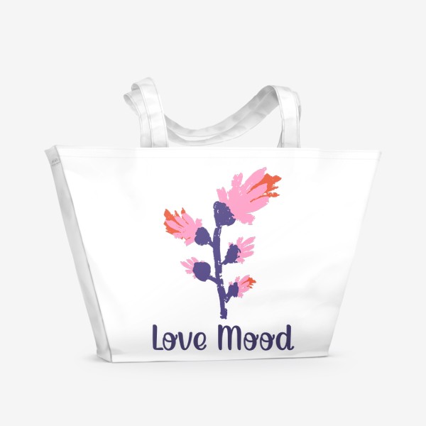 Пляжная сумка «Цветы с надписью Love Mood»