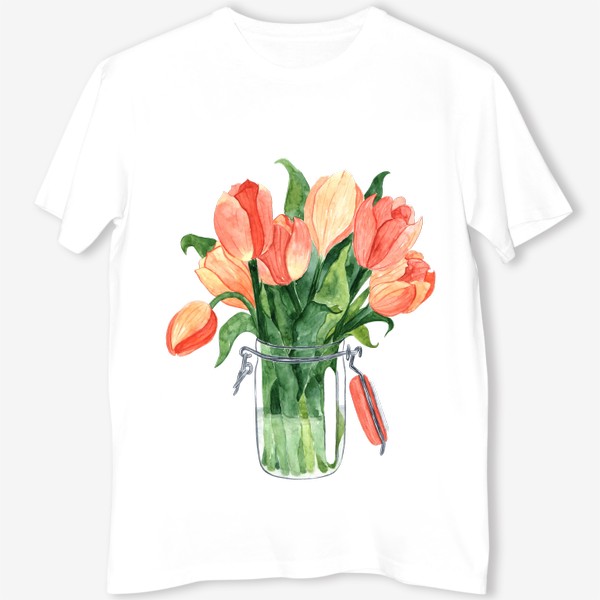 Футболка «Персиковые тюльпаны в вазе»