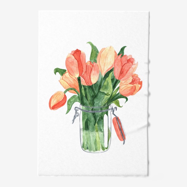 Полотенце «Персиковые тюльпаны в вазе»