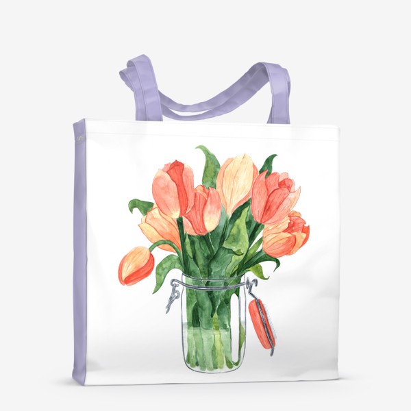 Сумка-шоппер «Персиковые тюльпаны в вазе»