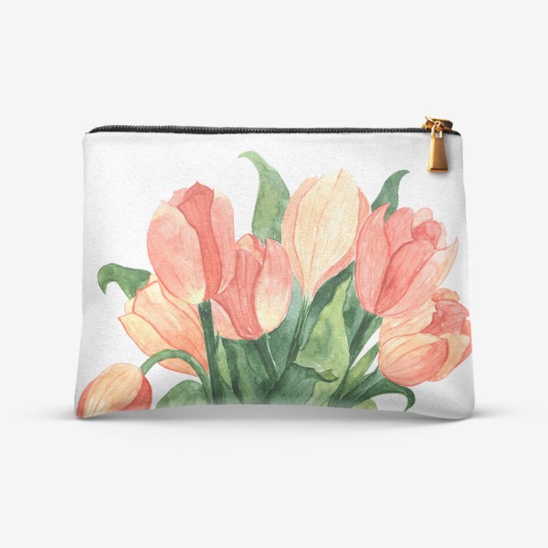 Косметичка «Персиковые тюльпаны в вазе»