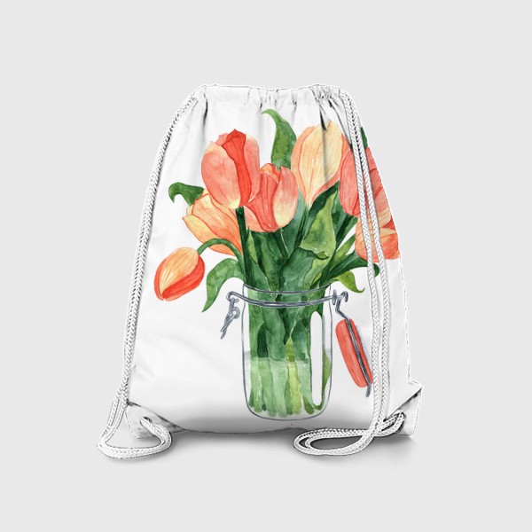 Рюкзак «Персиковые тюльпаны в вазе»