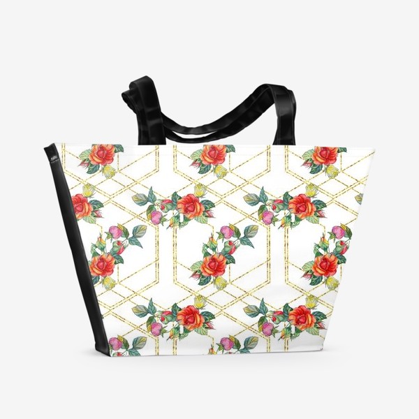 Пляжная сумка «Розы в букете. Акварельные цветы»