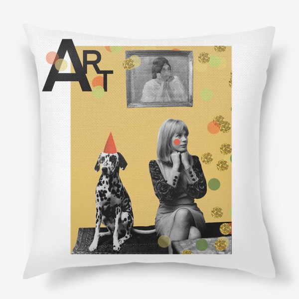 Подушка «Art. Девушка с далматинцем, коллаж.»