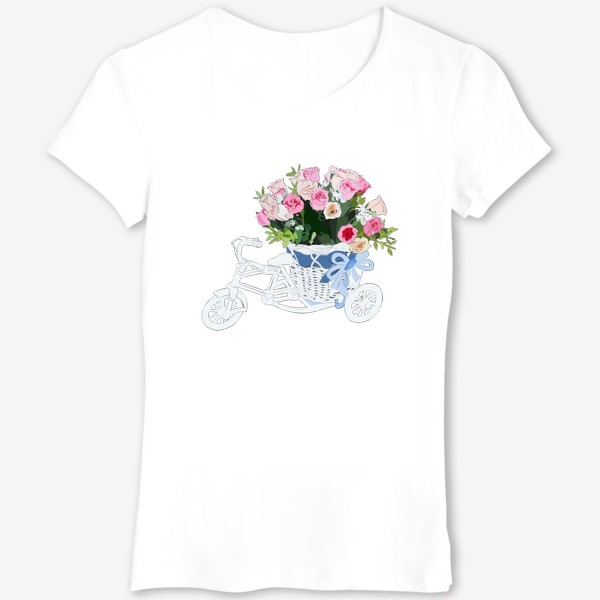 Футболка «Элегантный велосипед с корзиной цветов»