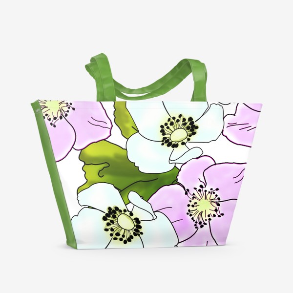 Пляжная сумка «Анемоны - нежные цветы»