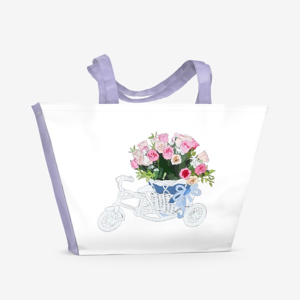 Пляжная сумка «Элегантный велосипед с корзиной цветов»