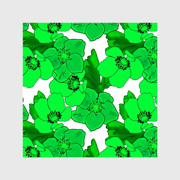 Шторы «Зеленые анемоны»