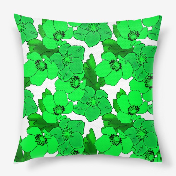 Подушка «Зеленые анемоны»