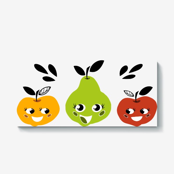 Холст «Весёлые фрукты: яблоко и груша»