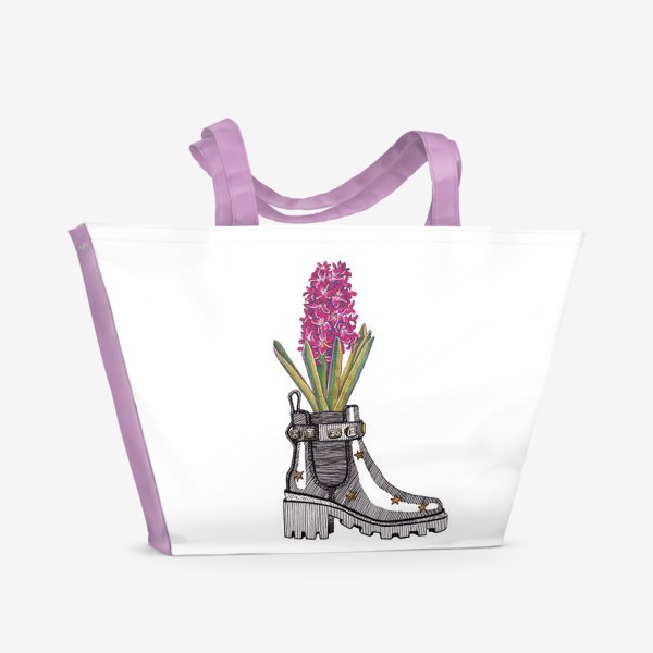 Пляжная сумка «Весна. Розовый гиацинт. Цветы»