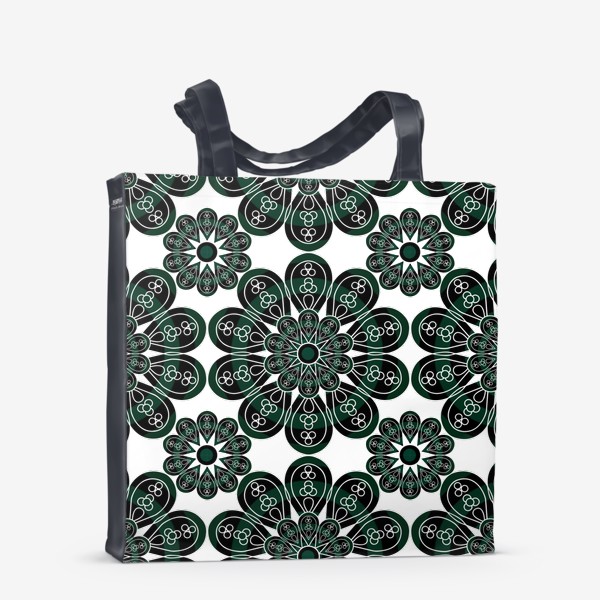 Сумка-шоппер «Черно-зеленые цветы»