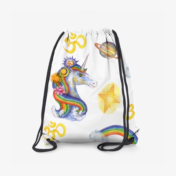 Рюкзак «Единорог, космос, радуга, планеты. Акварельный рисунок»