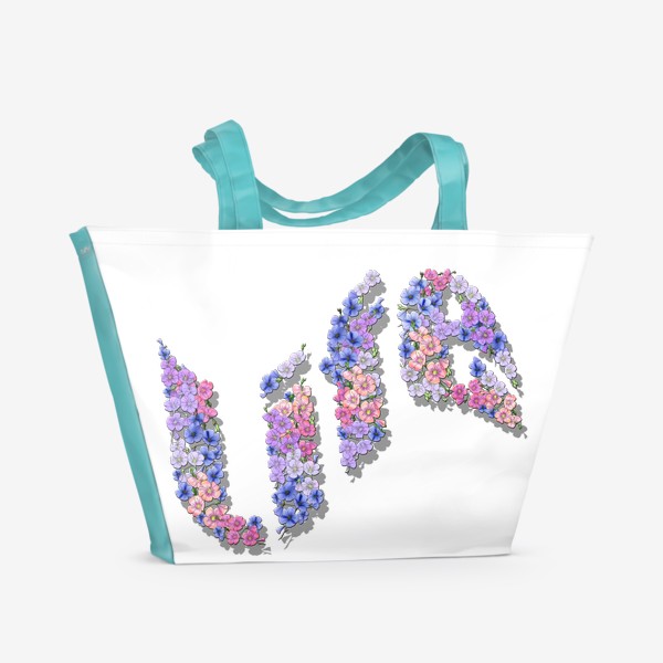 Пляжная сумка «Надпись с множеством цветов «Жизнь»»