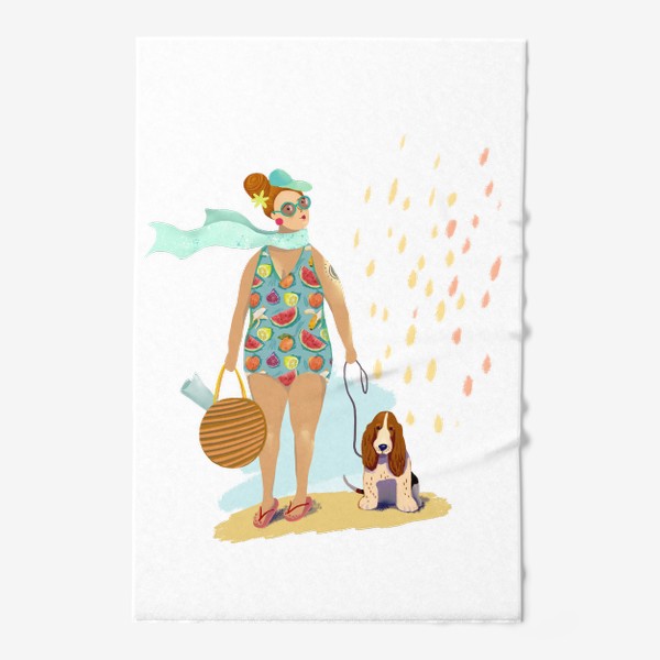 Полотенце «Дама с собачкой в купальнике»