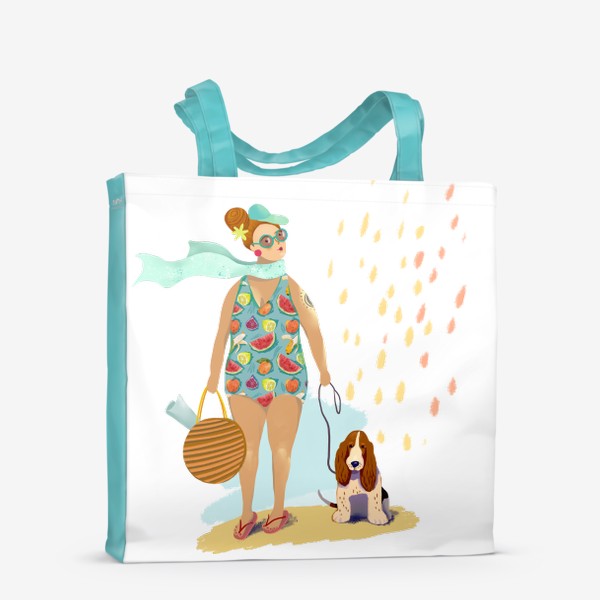 Сумка-шоппер «Дама с собачкой в купальнике»