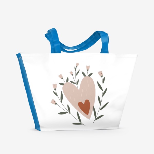 Пляжная сумка «Сердце с цветами»