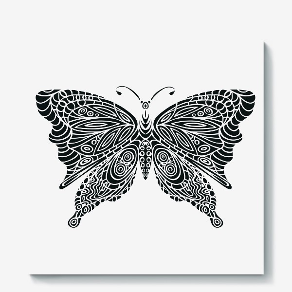 Холст &laquo;бабочка черно-белый орнамент&raquo;
