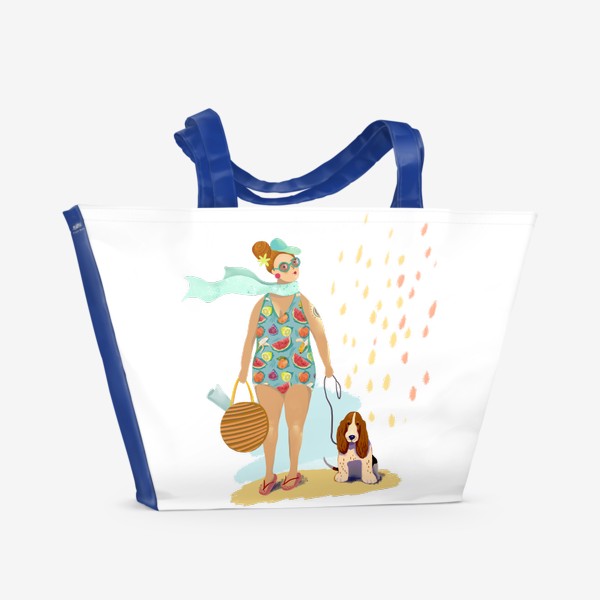 Пляжная сумка &laquo;Дама с собачкой в купальнике&raquo;