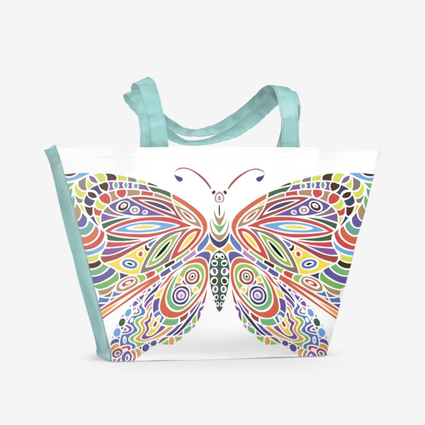 Пляжная сумка «бабочка цветной принт орнамент»