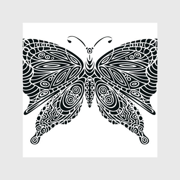 Шторы «бабочка черно-белый орнамент»