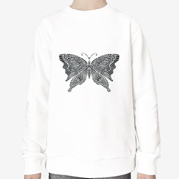 Свитшот &laquo;бабочка черно-белый орнамент&raquo;