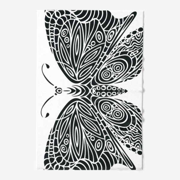 Полотенце «бабочка черно-белый орнамент»