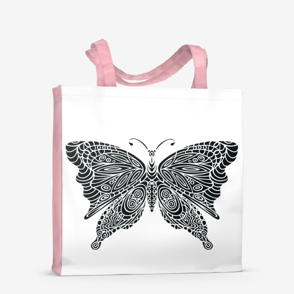 Сумка-шоппер &laquo;бабочка черно-белый орнамент&raquo;
