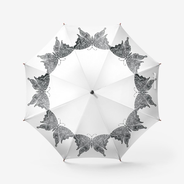 Зонт «бабочка черно-белый орнамент»