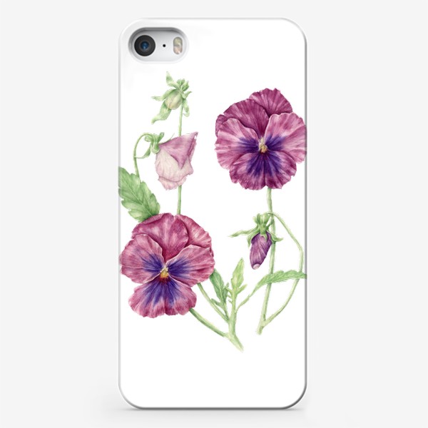Чехол iPhone «Акварельный цветок, ботаническая иллюстрация - элегантная фиалка.»