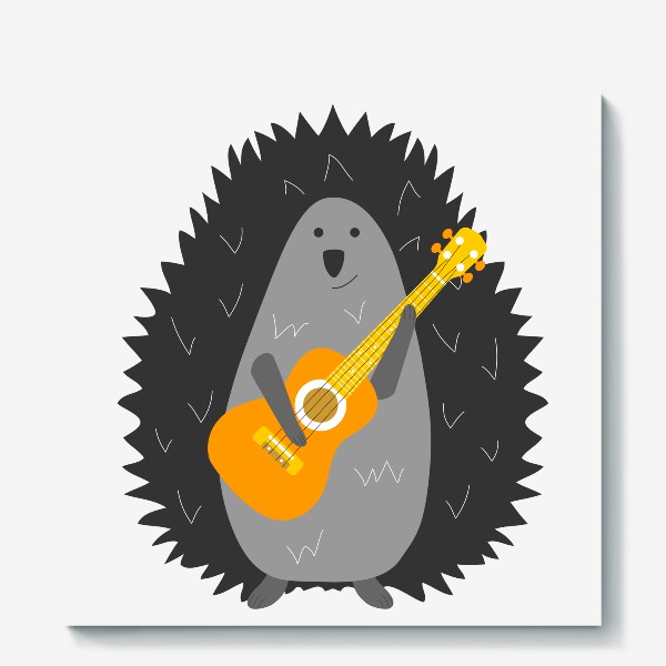 Холст «Ёжик с оранжевой гитарой»
