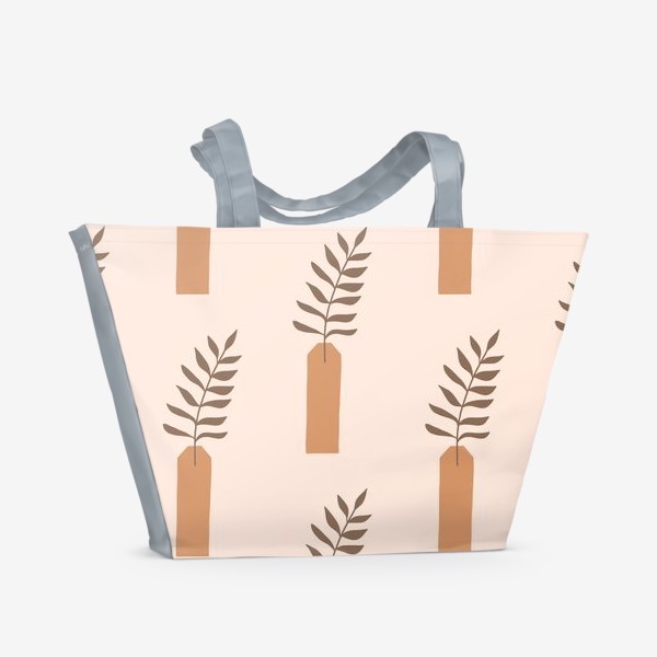 Пляжная сумка «Ветка пальмы в вазе. Паттерн»