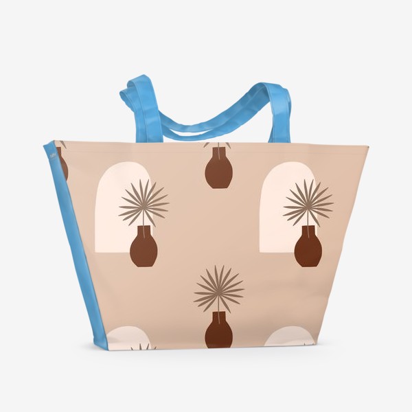 Пляжная сумка &laquo;Тропический паттерн. Ветки пальмы в вазах&raquo;