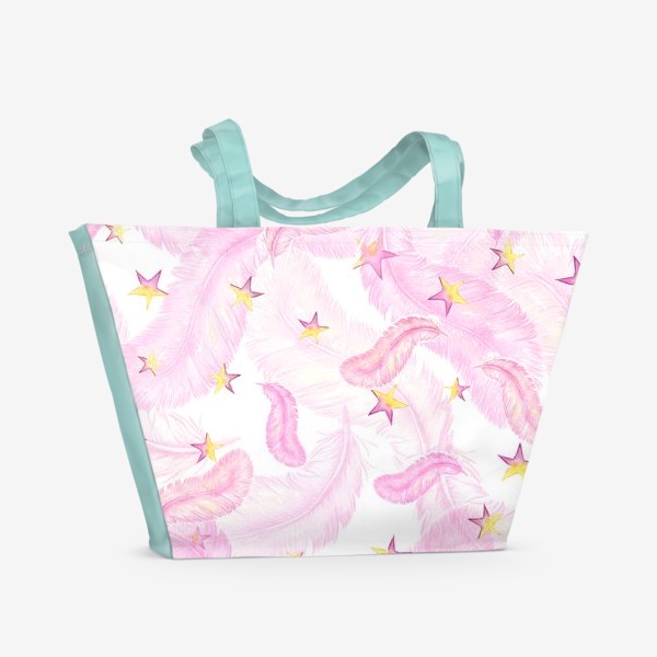 Пляжная сумка «Перья розовые»