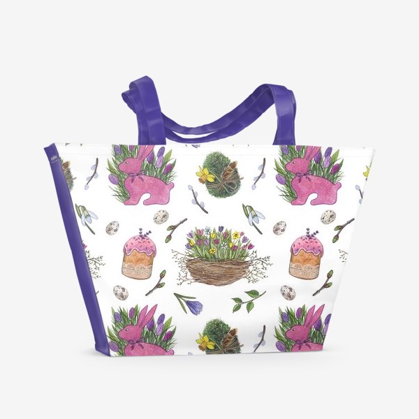 Пляжная сумка «Пасха. Весна. Пасхальный паттерн»