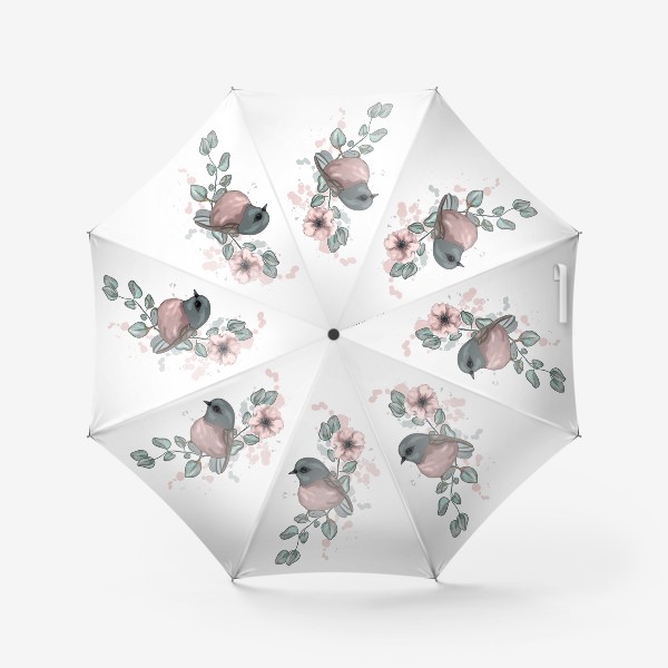 Зонт «Птица на ветке Акварель»