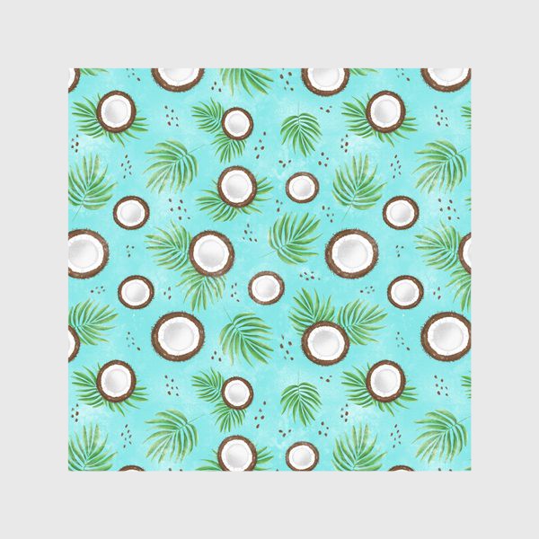 Скатерть «Кокосы и пальмовые листья на голубом фоне. Летний принт для пляжа»