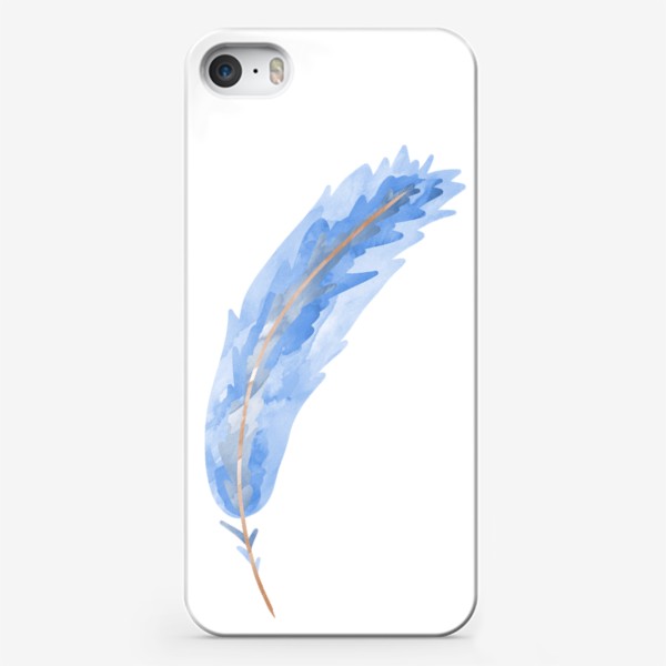 Чехол iPhone «Голубое акварельное перо»