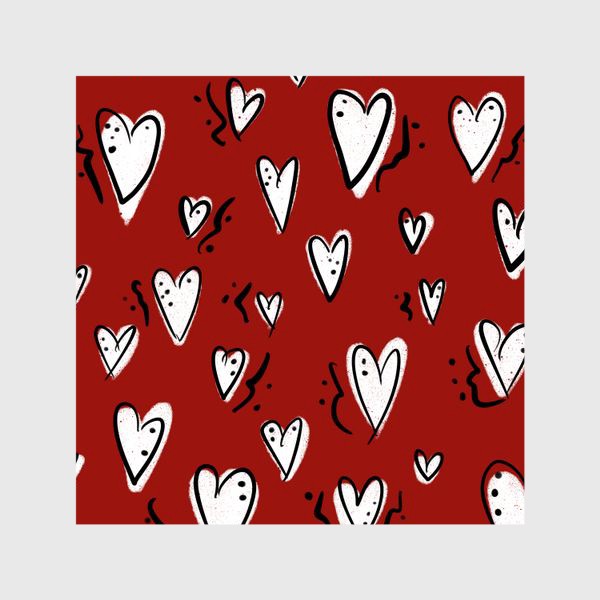 Шторы &laquo;Белые сердечки на красном фоне. День святого Валентина, любовь.&raquo;
