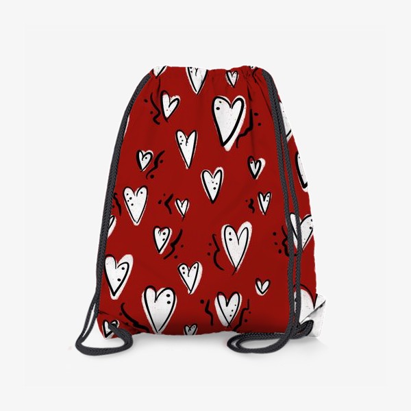 Рюкзак «Белые сердечки на красном фоне. День святого Валентина, любовь.»