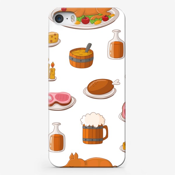 Чехол iPhone «Паттерн с пивом и мясом»