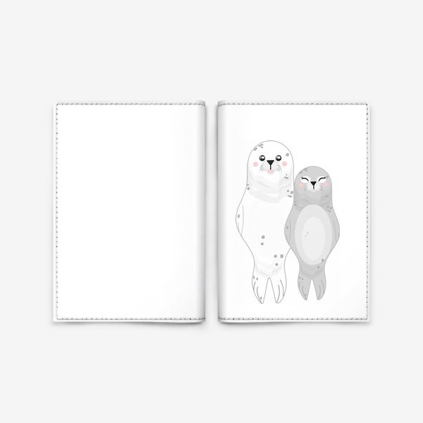 Обложка для паспорта &laquo;морские котики парочка&raquo;